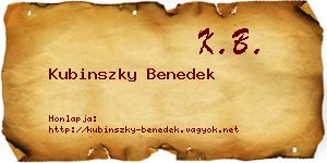 Kubinszky Benedek névjegykártya