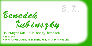 benedek kubinszky business card